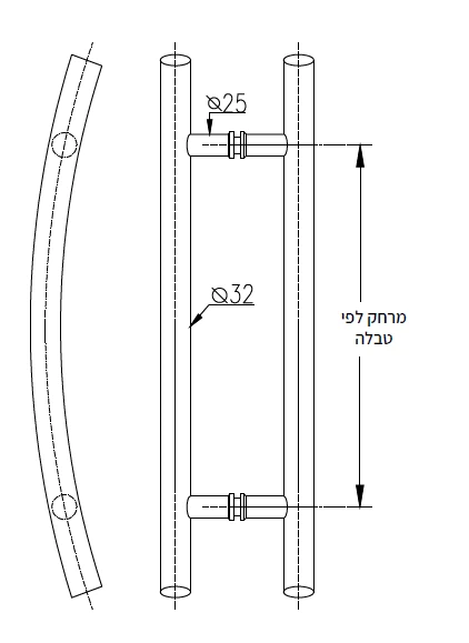 316 Stainless Stain Crl Curved Interior Double Side Round Tube Handle